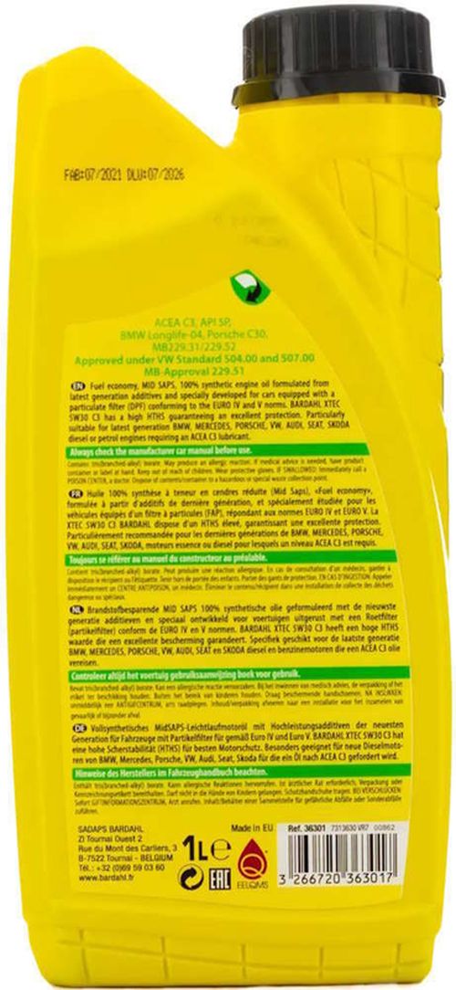 cumpără Ulei Bardahl 5W30 XTEC C3 1л BMWVWMB (36301) în Chișinău 