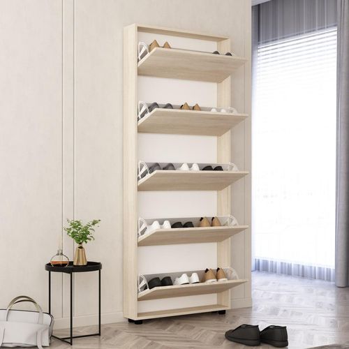 купить Полка для обуви Mobildor-Lux Leo Slim 80x16x203H cm Sonoma в Кишинёве 