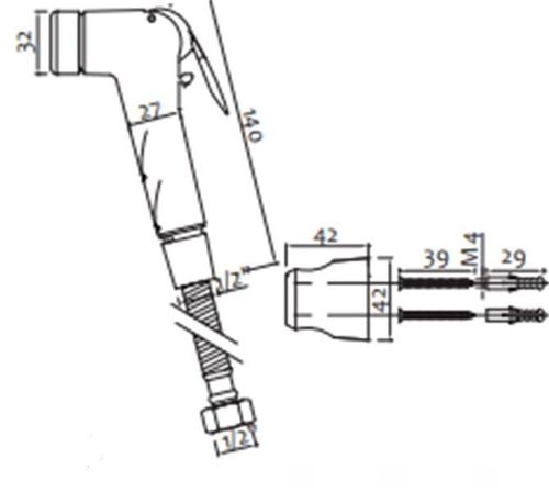 купить Смеситель для биде Hydro S Evolution Negru, duș igienic cu furtun și suport (0102074) в Кишинёве 