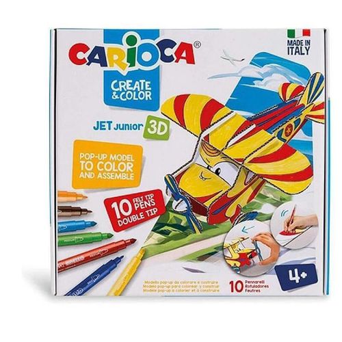 купить Набор для творчества Carioca 56440 Set creativ Create&Color 3Dpuzzle Jet Junior cu carioci 10 buc в Кишинёве 