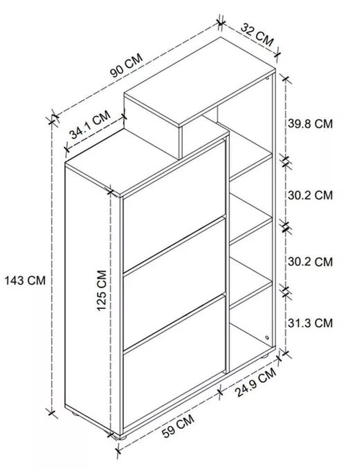 купить Полка для обуви Nex Home Lego, 90x32x143 см, Белый (18-04-01) в Кишинёве 