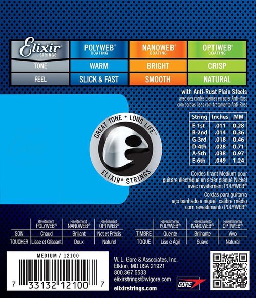 купить Струна для музыкального инструмента Elixir Polyweb Electric Medium 12100 в Кишинёве 