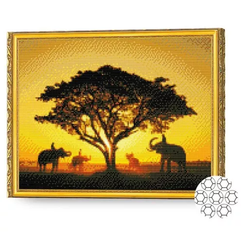 купить Картина по номерам Art Gallery GA81611 Mozaic cu diamante 40x50cm Savana la apus в Кишинёве 