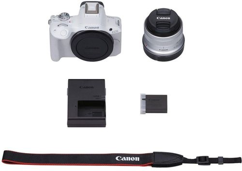 купить Фотоаппарат беззеркальный Canon EOS R50 + RF-S 18-45 f/4.5-6.3 IS STM White (5812C030) в Кишинёве 