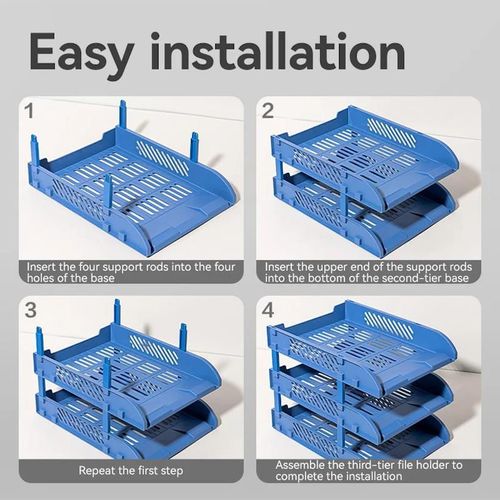 купить Лоток для документов Deli DLE9213-BL Set 3 tavite suprapozabile, albastru в Кишинёве 