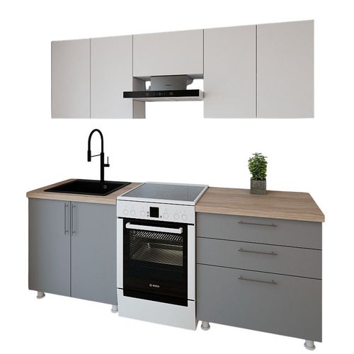 купить Мебель для кухни Smartex (30056) K2 220сm Alb+Grafit в Кишинёве 