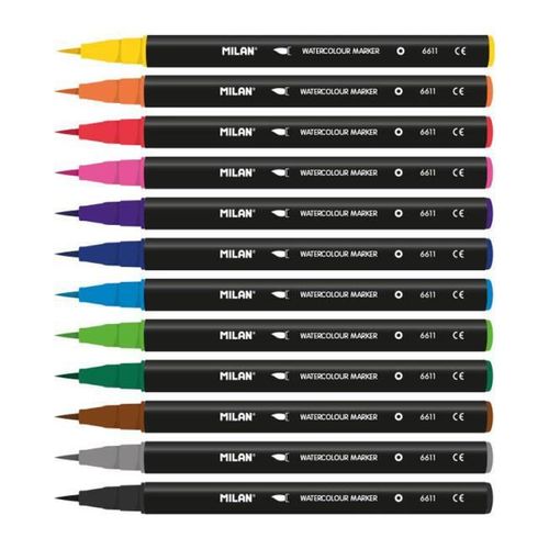 cumpără Set de creație miscellaneous 0612612S Set markere acuarelabile Milan, 12 culori, pensula 0.5-6mm în Chișinău 