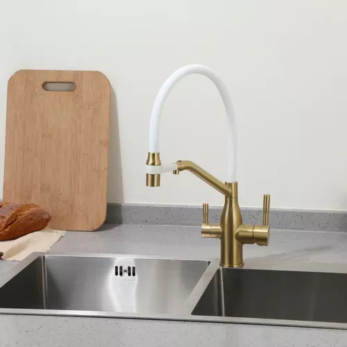 cumpără Bateria bucătărie Frap F 4397-3 (chiuveta plus flexibil) Alama GOLD în Chișinău 