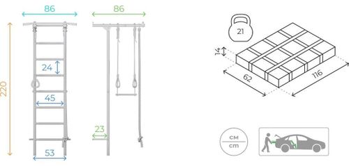 cumpără Spalier gimnastică Romana S1 (01.21.7.06.490.05.00-13) Pastel în Chișinău 