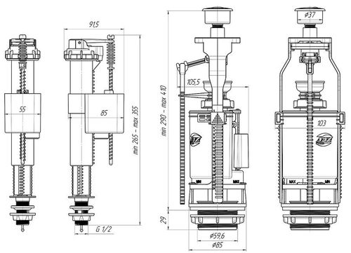 cumpără Vas WC Aniplast 19136 Set armatura 1/2" buton dublu crom (WC9510C) în Chișinău 
