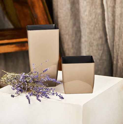 cumpără Ghiveci pentru flori Aleana 115083 Cvadro 16x16x15.5 cm, cappuccino în Chișinău 