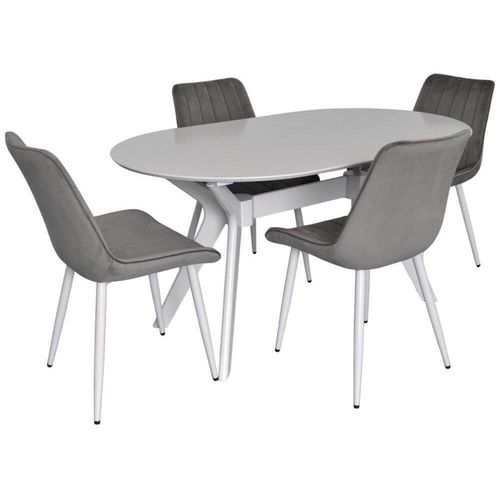 купить Комплект стол и стулья Evelin di Costacurta стол Raffles Oval White + 4 стула YTC 055WH Blu-13 Light grey в Кишинёве 
