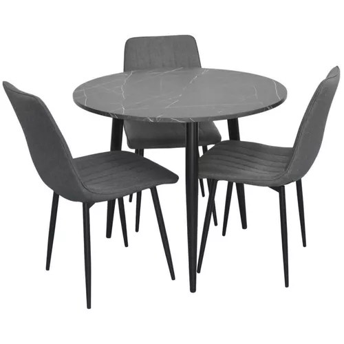 купить Комплект стол и стулья Evelin di Costacurta cтол DT-404-6B + 3 стула YTC-078B Bluvel-14 (Dark grey) в Кишинёве 