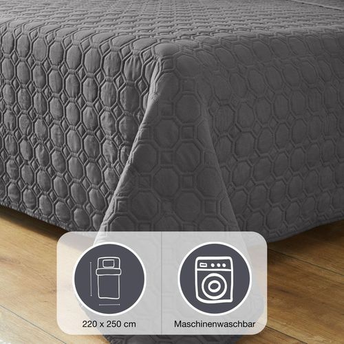 cumpără Pătura Ibena 1993/850 Tagesdecke Nancy 220x250 Dark grey în Chișinău 