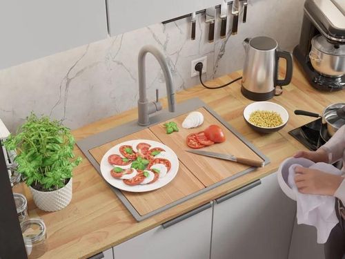 купить Мойка кухонная Primagran Oslo 60 Top Grey + accesorii 530x580 MONKS в Кишинёве 