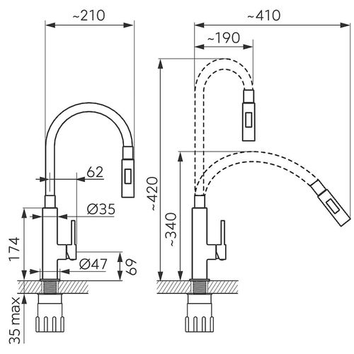 купить Смеситель кухонный Ferro ZUMBA Slim BZA43W в Кишинёве 