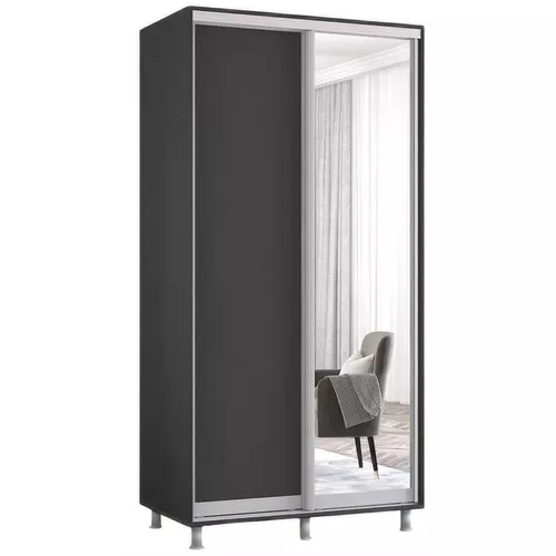 cumpără Dulap Mobildor-Lux Aron-P 1.0m-1.8m uși glisante din oglindă și PAL (120x60x230H cm) Anthracite în Chișinău 
