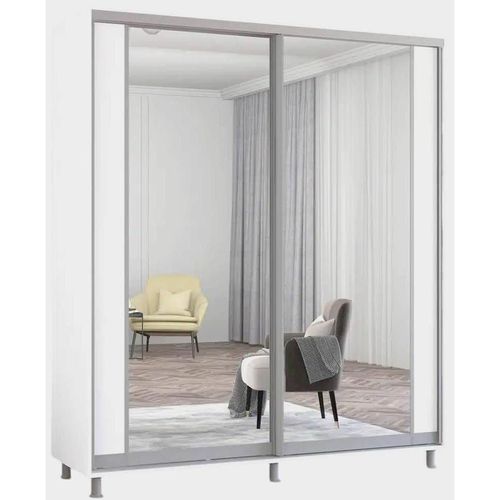 cumpără Dulap Mobildor-Lux Aron-P uși glisante din PAL cu oglindă vertical (190x60x240H cm) Alb Brilliant în Chișinău 