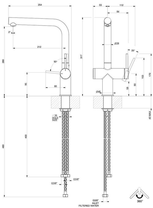 купить Смеситель кухонный Gessi 60571-299 Inedito Matte Black в Кишинёве 