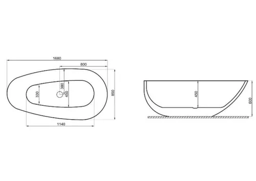 купить Ванна Polimat Shila 170x85 + sifon freestanding (acryl) в Кишинёве 