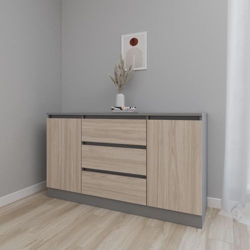 cumpără Comodă Smartex (16201) Т4 120cm Grafit+Stejar Deschis în Chișinău 