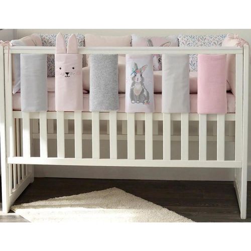 купить Бортик для кроватки Veres 154.05.11 Комплект Фэнс-бампер 6ед. Summer bunny pink 30*17 в Кишинёве 
