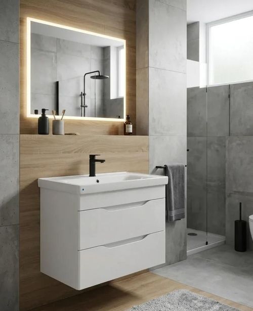 cumpără Dulap pentru lavoar Mashtab 11437 Print cu 2 sertare 70cm Alb în Chișinău 