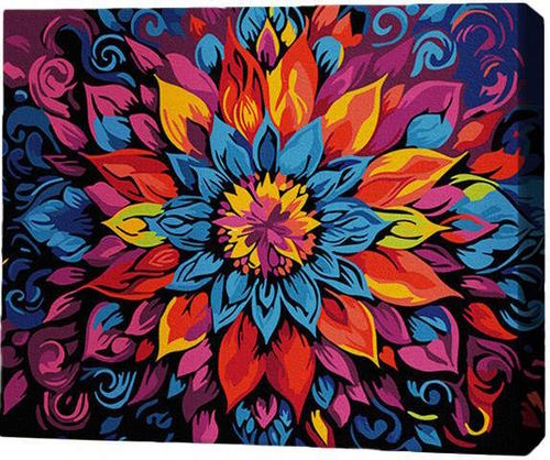 cumpără Tablou pe numere BrushMe RMGB022FC 30x40сm (pânză neagră/fără cutie) Mandala florală în Chișinău 