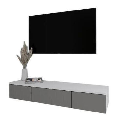 купить Тумба напольная для TV Smartex (16578) Т10 140 TV-Навесная Alb+Grafit в Кишинёве 
