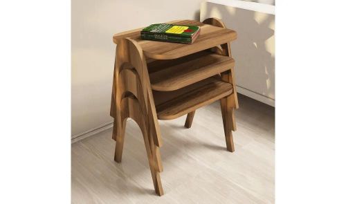 cumpără Măsuţă cafea Trendy Paris, Nuc 48x42x35cm, masa de cuibarit (3 bucati) în Chișinău 