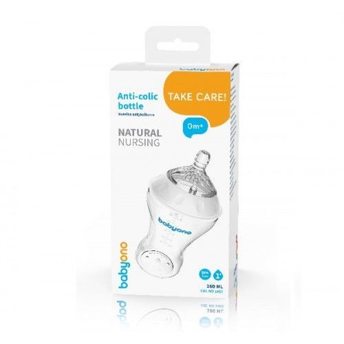 Biberon Babyono cu tetina din silicon 250 ml (0-6 luni) 