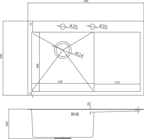 купить Мойка кухонная Fabiano 78x51 Black+baterie+dozator L/R в Кишинёве 