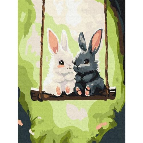 купить Картина по номерам BrushMe KBS0198FC 30x40 сm (fără cutie) Iepurașii pe leagăn в Кишинёве 