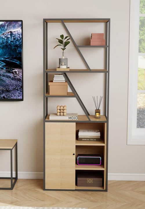 купить Офисный стеллаж Deco Agis Plus 60x40x160H Oak/Black в Кишинёве 