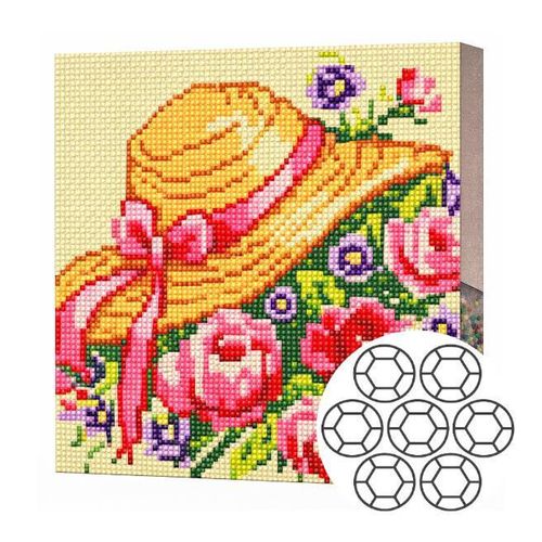 купить Картина по номерам Art Gallery BJ751 Mozaic cu diamante 20x20cm Flori si palarie в Кишинёве 
