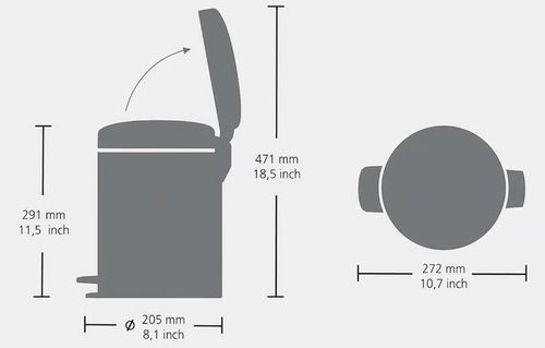 купить Урна для мусора Brabantia 11 20 65 NewIcon 5L, White в Кишинёве 