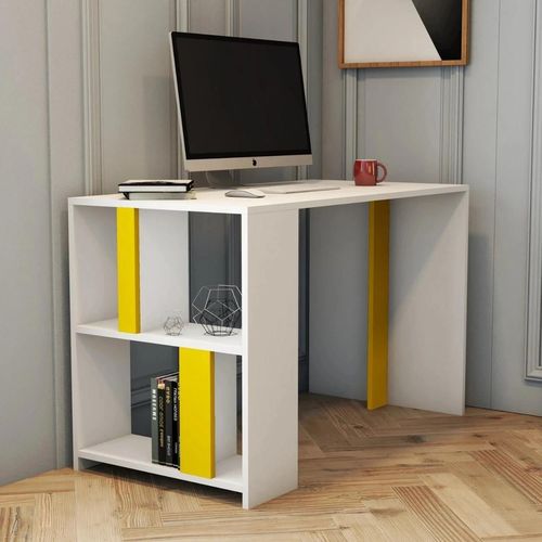 cumpără Masă de birou Trendy Lima, alb, galben 120x75x60cm în Chișinău 