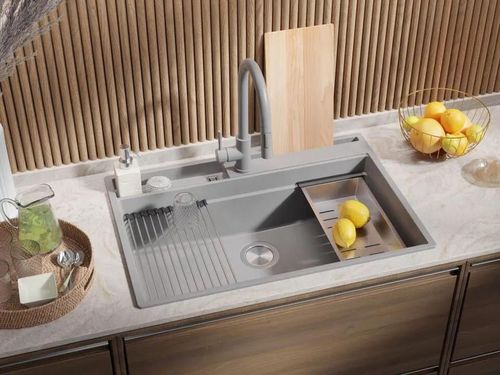 купить Мойка кухонная Primagran Oslo 80 Pocket Multilevel Grey + accesorii 530x780 MOHKW в Кишинёве 