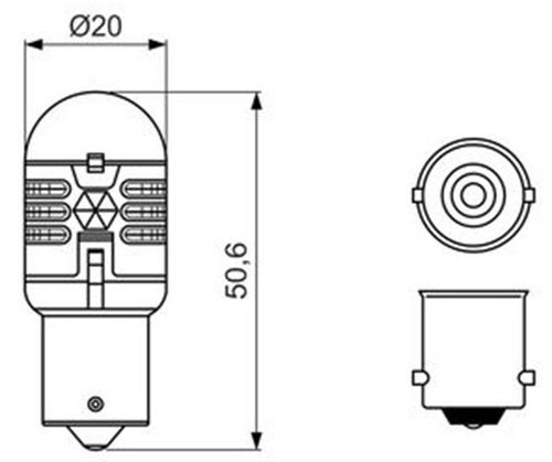 купить Автомобильная лампа Bosch PY21W LED Retrofit 12V 1W BAU15s Blister (2шт.) (1987301520) в Кишинёве 