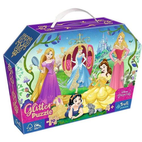 купить Головоломка Trefl 53017 Puzzles - 70 glitter in a box - Happy Princesses / Disney Princess в Кишинёве 