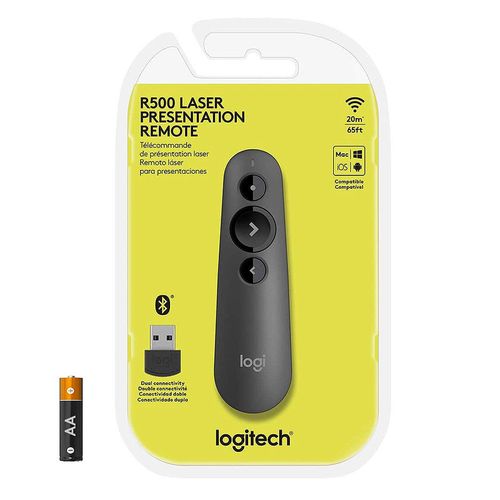 купить Беспроводной презентер Logitech R500 Black Laser Presentation Remote 2.4 GHz wireless, Up to 20-meter range, Battery indicator, Red laser pointer, Bluetooth & 2.4GHz wireless connection, 910-006520 в Кишинёве 