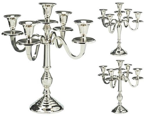 купить Свеча Promstore 27463 Sfesnic metalic pentru 5 lumanari 30cm, argintiu в Кишинёве 