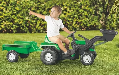 cumpără Vehicul pentru copii Dolu 8048 Tractor excavator cu pedale cu remorca în Chișinău 