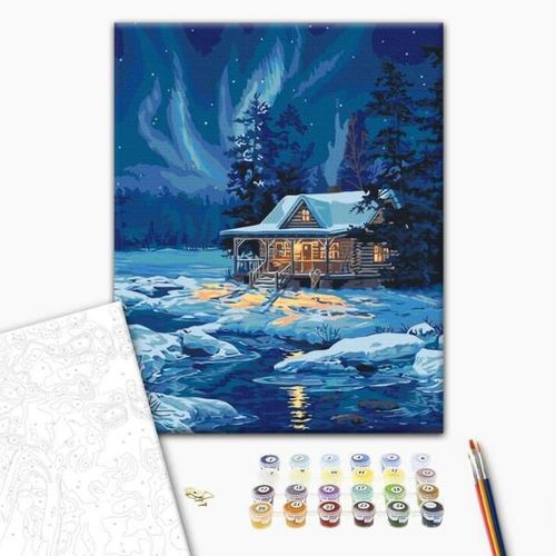 cumpără Tablou pe numere BrushMe BS7415 40x50cm (în cutie) Aurora polară în Chișinău 