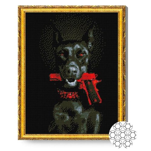 купить Картина по номерам Art Gallery GA84577 Mozaic cu diamante 40x50cm Doberman infricosator в Кишинёве 