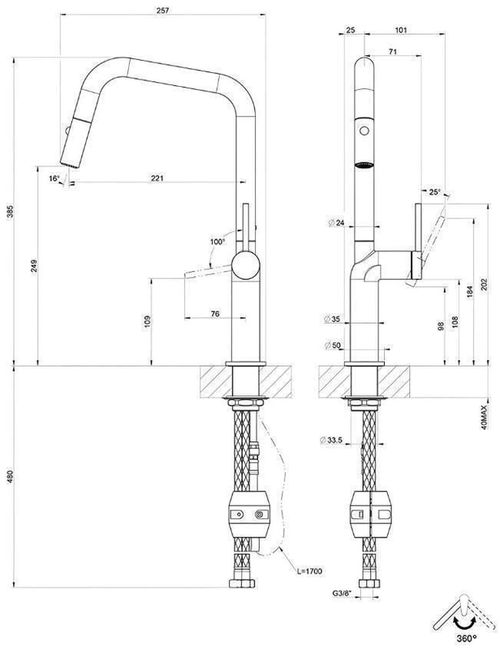 купить Смеситель кухонный Gessi 60307-276 Stelo Matte Agave в Кишинёве 