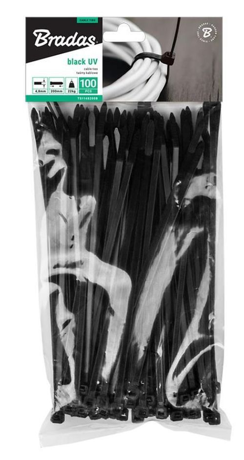 cumpără Set de unelte de mână Bradas TS1176400B Coliere din nailon pentru cabluri 7.6x400mm, negre (100buc) în Chișinău 