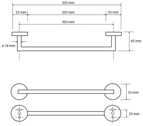 cumpără Suport prosop Bemeta Graphit, portprosop L-450mm 156204022 în Chișinău 