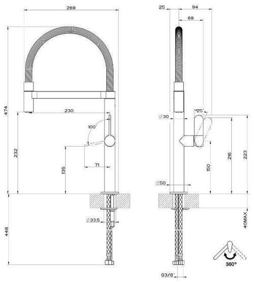 cumpără Bateria bucătărie Gessi 50009-149 Helium Finox Brushed Nickel în Chișinău 