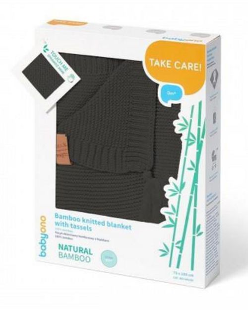 купить Комплект подушек и одеял BabyOno 0546 01 Plapuma tricotaj din bambus negru в Кишинёве 